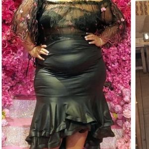 Pleather ruffled skirt